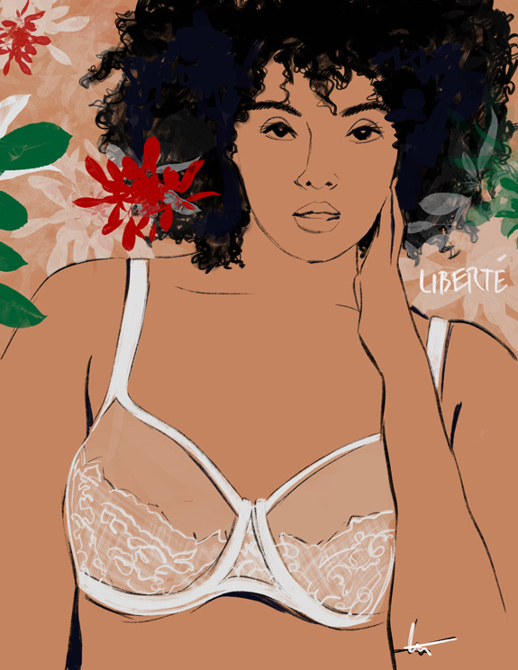 Tina Wilson Illustrates Liberte, black owned lingerie company, featured on Lingerie Briefs