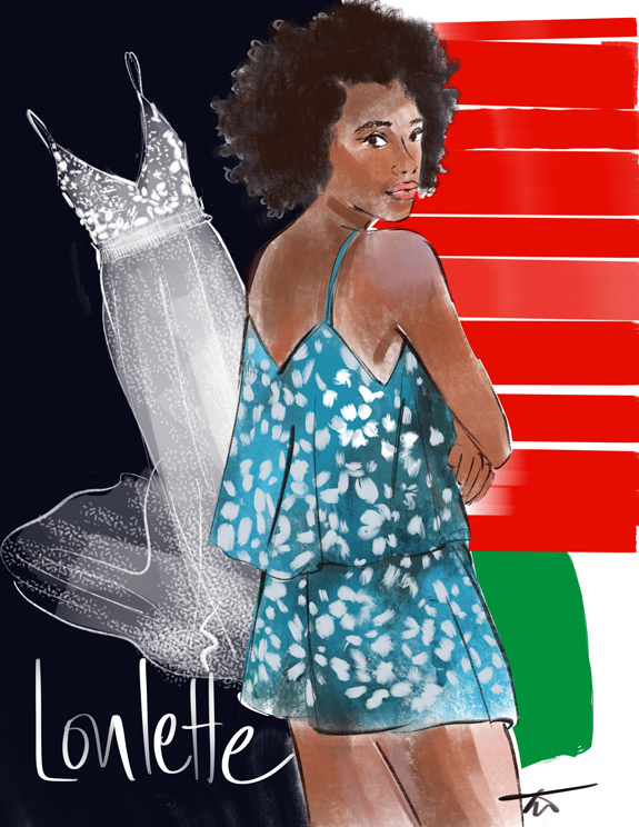 Tina Wilson Illustrates Loulette, black owned lingerie company, featured on Lingerie Briefs