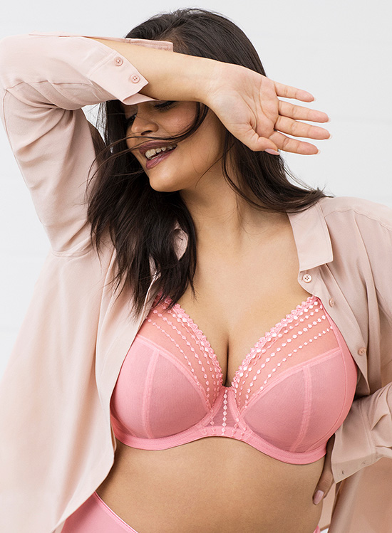 Plus Size Fashion Plunge Underwire Hot Pink Bra