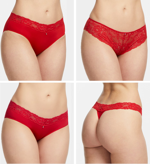 Montelle panties, hipsters, thong in sweet red on Lingerie Briefs