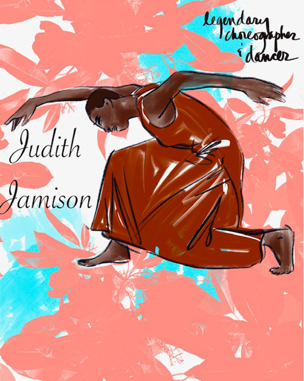 Tina Wilson illustrates legendary choreographer Judith Jamison on Lingerie Briefs