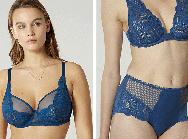 Grace full cup and triangle bra in Ocean Blue as featured on Lingerie Briefs