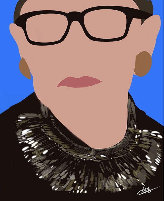 Ruth Bader Ginsburg collars as illustrated by Tina Wilson for Lingerie Briefs