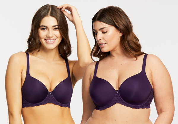 The Pure Plus by Montelle offers a supportive moulded cup in purple velvet - featured on Lingerie Briefs