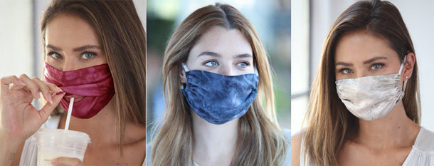 PJ Harlow tie dye face masks featured on Lingerie Briefs