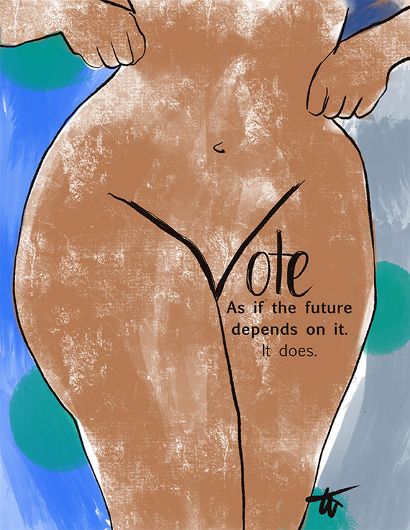 Tina Wilson Illustrates the Power of the Vote, which lingerie to wear to the polls all featured on Lingerie Briefs