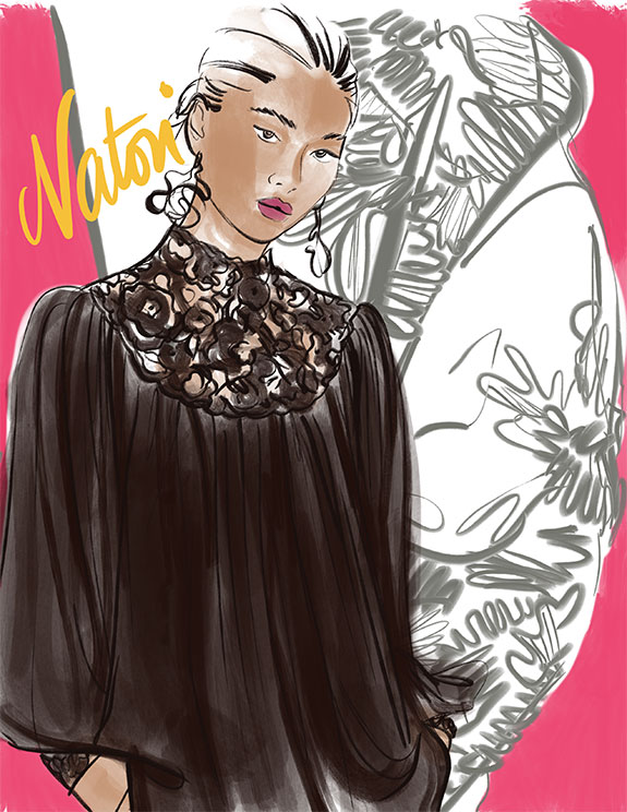 Natori loungewear as illustrated by Tina Wilson for Lingerie Briefs