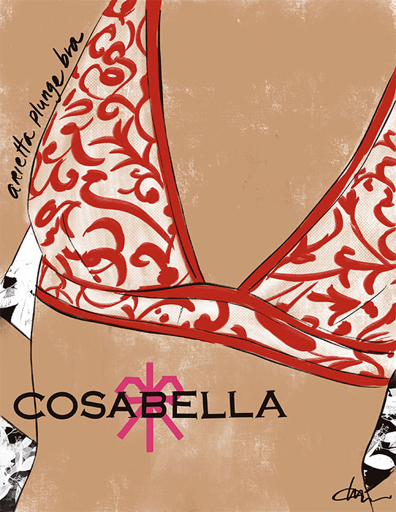 Fashion Illustration, Cosabella by Tina Wilson as featured on Lingerie Briefs