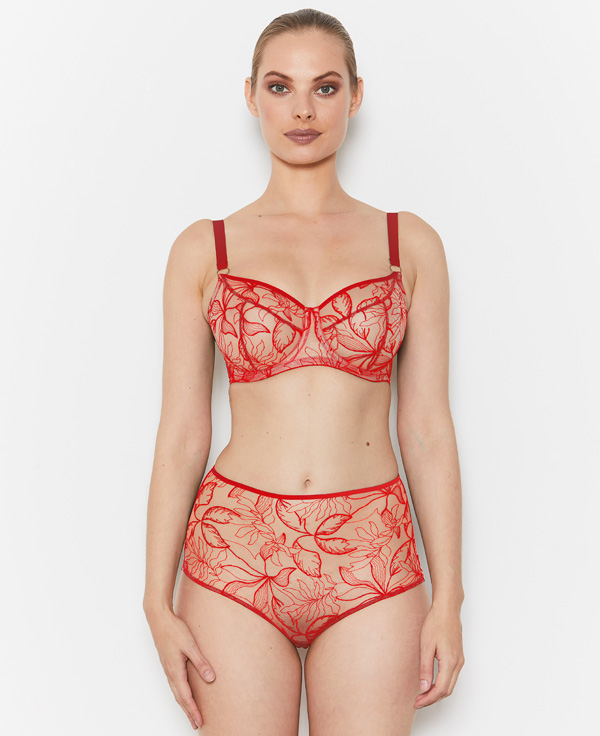 Katherine Hamilton new Vivian collection in red featured on Lingerie Briefs