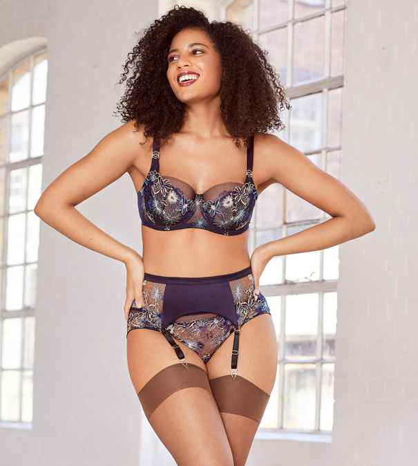 Katherine Hamilton SS21 Eden collection in navy blue - featured on Lingerie Briefs