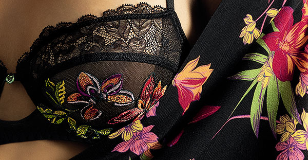 Lise Charmel Fleurs de Nuit Collection demi bra detail as featured on Lingerie Briefs