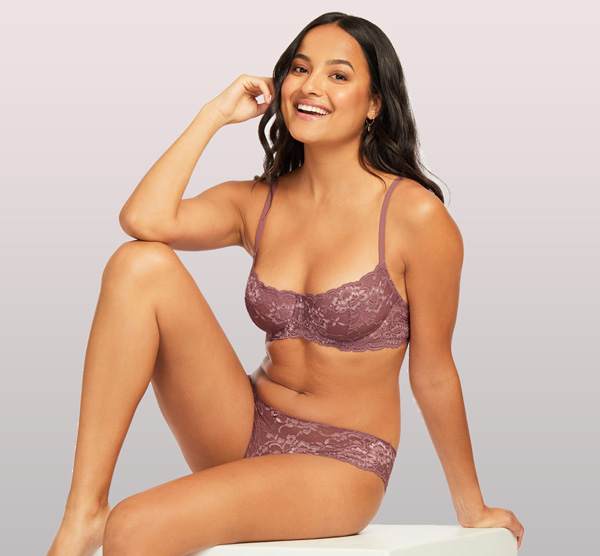 Montelle Cup Sized Lace Bralette in Mauve Mist/Blush - Busted Bra Shop