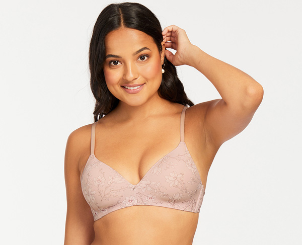 Montelle Cup Sized Lace Bralette in Mauve Mist/Blush