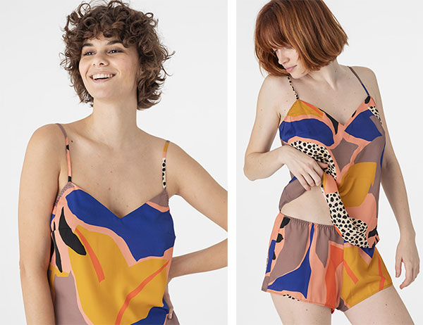 Maison Lejaby ColorBlock graphic print nightwear collection as featured on Lingerie Briefs