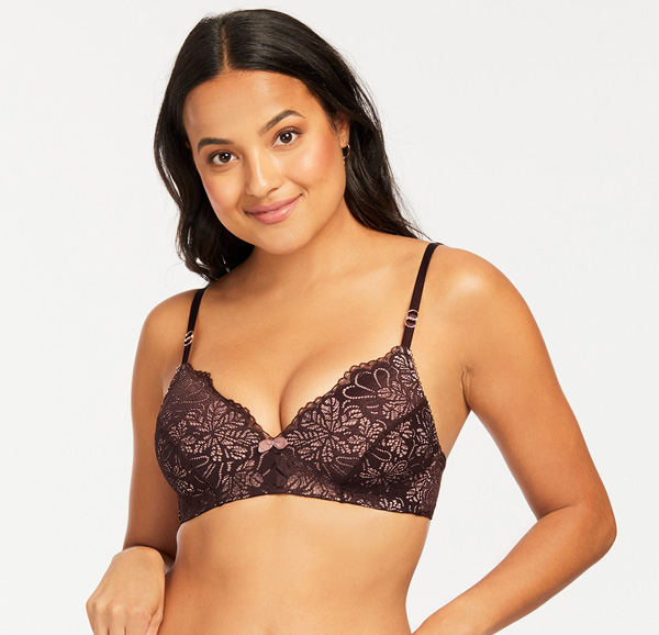 Montelle's Cocoa Bliss Wire Free Bra is the perfect blend of bralette and functional t-shirt bra. Featured on Lingerie Briefs