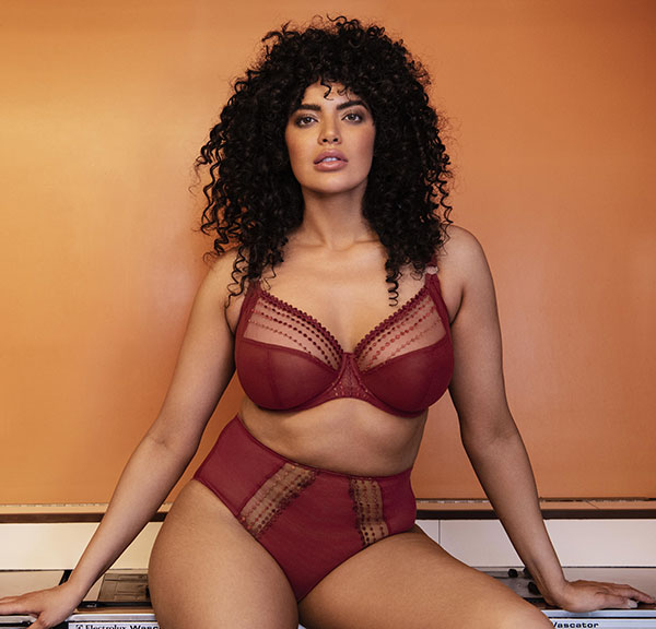Elomi Matilda bra and panty in Crimson as featured on Lingerie Briefs