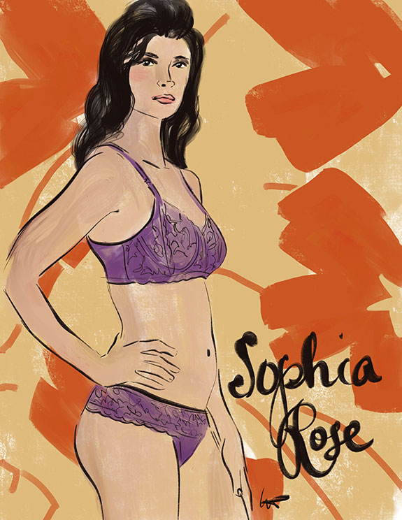 Fashion Illustration of Sophia Rose as featured on Lingerie Briefs