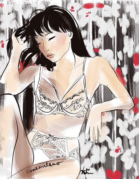 Fashion Illustration of VienneMilano Lingerie as featured on Lingerie Briefs