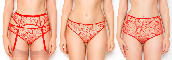 Vivian high waisted knicker, classic knicker and thong - featured on Lingerie Briefs