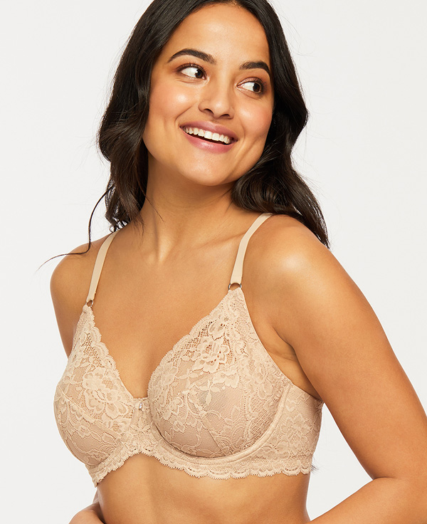 Montelle Intimates MUSE Full Cup Lace Bra in Sand as featured on Lingerie Briefs