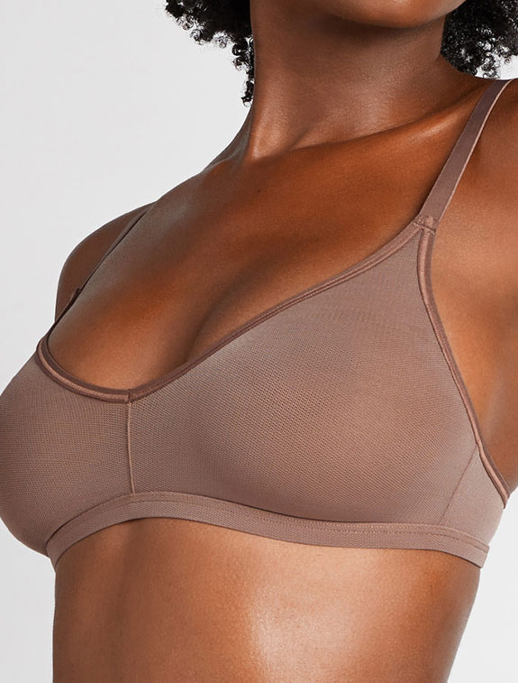 Silky Non-Wire Bra in Peach  Wireless Bra - Women's Underwear