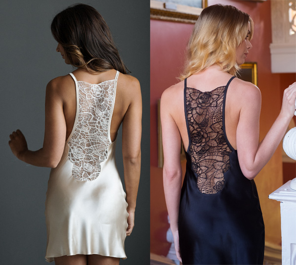 Tiffany 100% silk satin Short Slip (back) by Emma Harris - featured on Lingerie Briefs