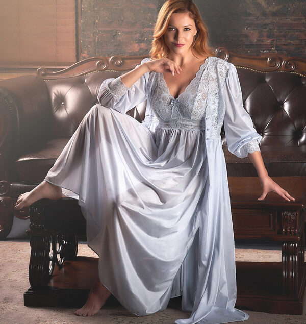 Retro Lace Nightgown, Embroidery Long Lingerie, Pajama, Lace Robe