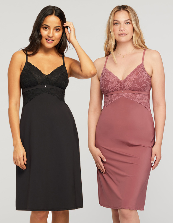 Montelle introduces longer Bust Support Gown in black and Mesa Rose - featured on Lingerie Briefs