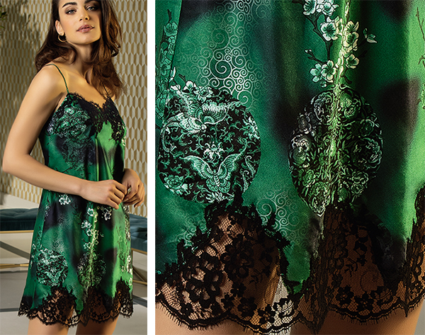 Lise Charmel Dressing Floral Collection in green as featured on Lingerie Briefs