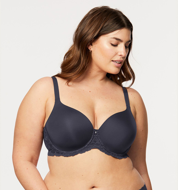Pure Plus t-shirt Bra by Montelle now in Shadow featured on Lingerie Briefs