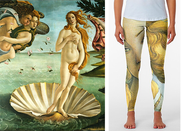 Red Bubble Botticelli's Birth of Venus Leggings Designed by Art History as featured on Lingerie Briefs