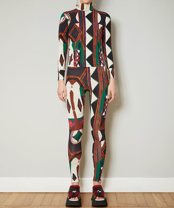 Colville abstract harlequin print stretch leggings as featured on Lingerie Briefs