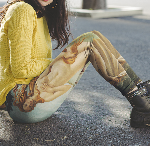 Red Bubble Botticelli's Birth of Venus Leggings Designed by Art History as featured on Lingerie Briefs