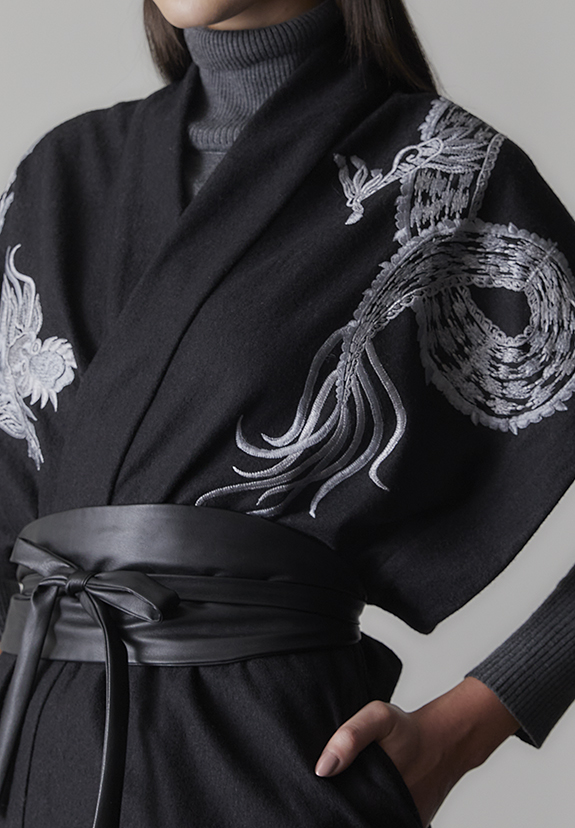 Natori Ponte Dragon Embroidery Kimono Topper Sizes XS-XL as featured on Lingerie Briefs