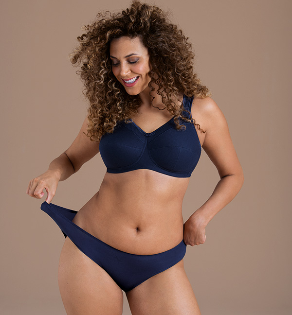 Anita's global bestseller - Jana bra and seamless brief in maritime blue, featured on Lingerie Briefs