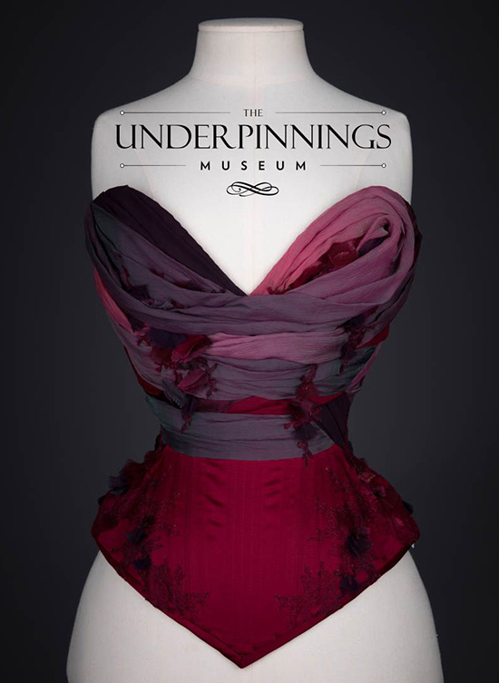 Emiah draped corset at The Underpinnings Museum as featured on Lingerie Briefs