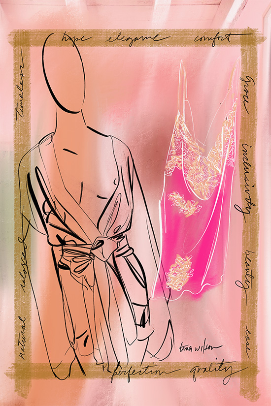 illustration by Tina Wilson for The Lingerie Briefs Designer Salon at Curve NY