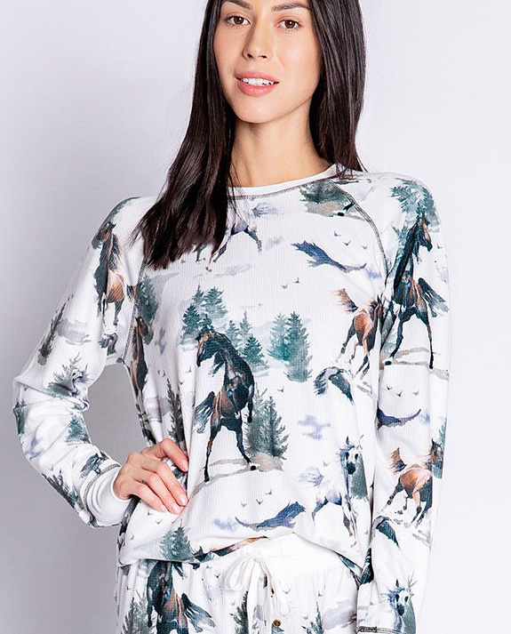 PJ Salvage Horse print pajamas for Fall 22 as featured on Lingerie Briefs