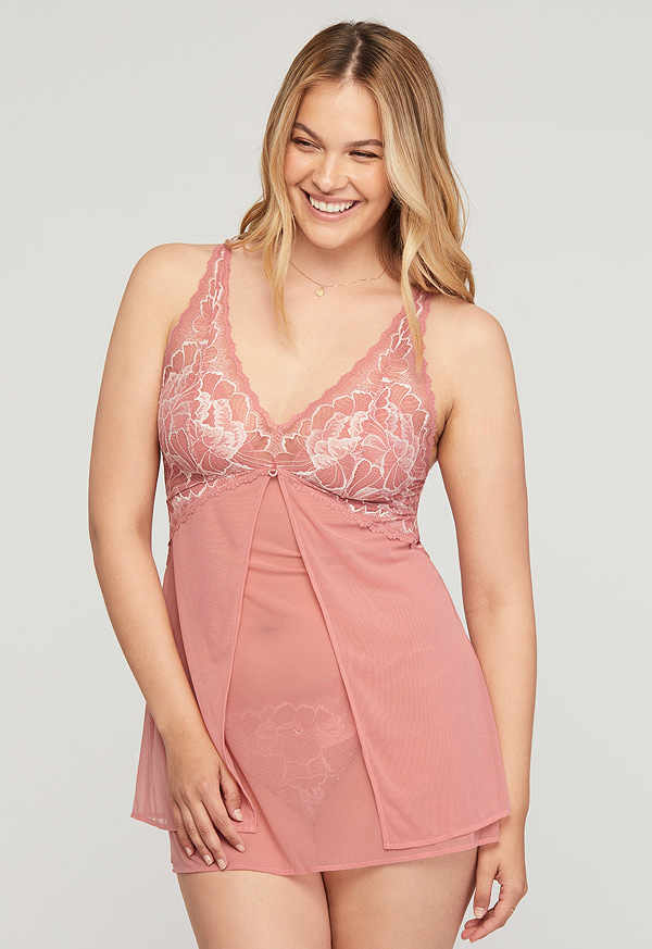 Montelle new Blushing Collection - Triangle Lace & Mesh Chemise featured on Lingerie Briefs