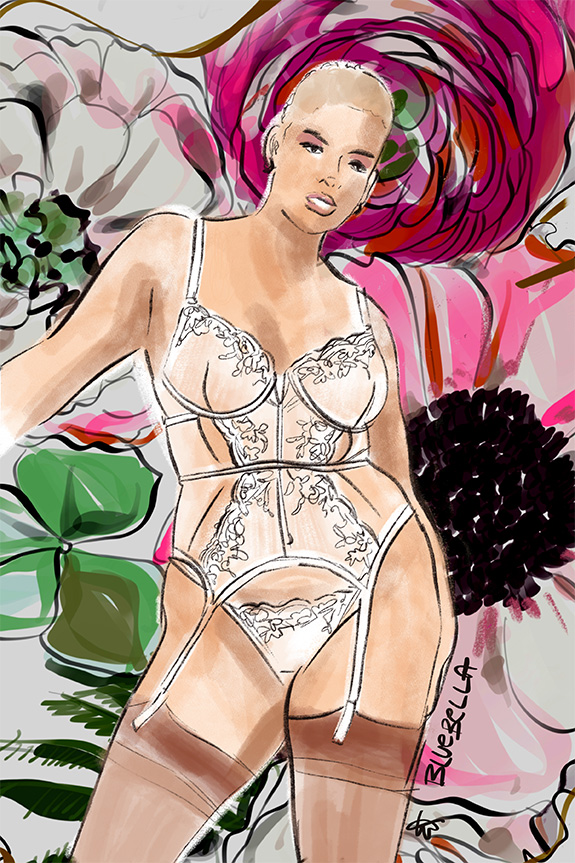 Fashion Lingerie Illustrations of Bluebella by Tina Wilson as featured on Lingerie Briefs