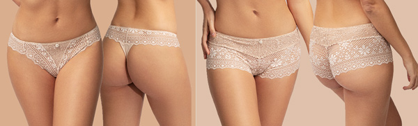 Empreinte Cassiopée Thong and Shorty panties in Creamy Beige featured on Lingerie Briefs