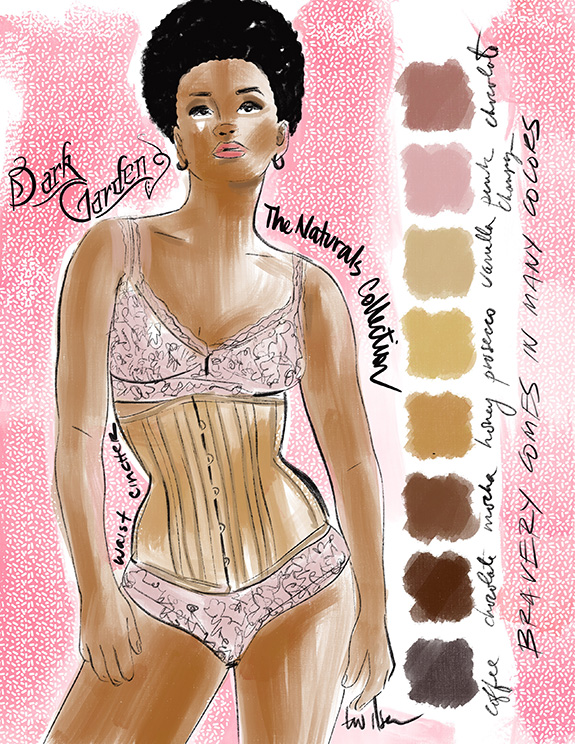 Dark Garden Corsets illustrated by Tina Wilson as featured on Lingerie Briefs
