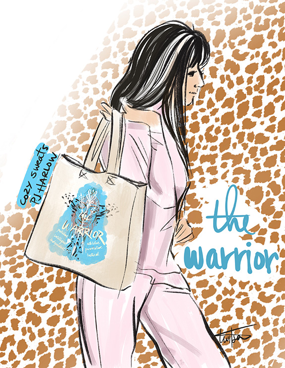Marronage warrior tote bag and PJ Harlow Pajama illustrated by Tina Wilson for Lingerie Briefs
