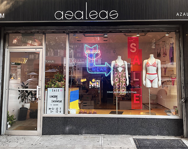 Azalia's lingerie and swimwear in downtown NYC as featured on Lingerie Briefs