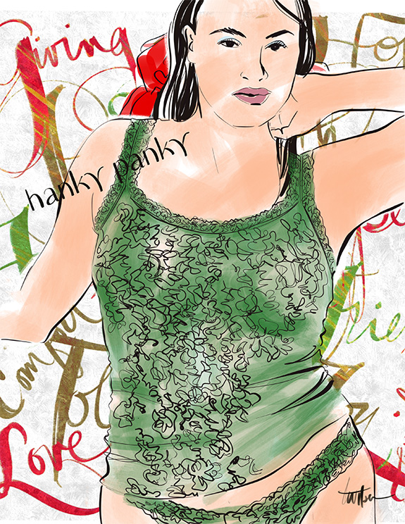 Fashion Illustrations by Tina Wilson of Hanky Panky as featured on Lingerie Briefs