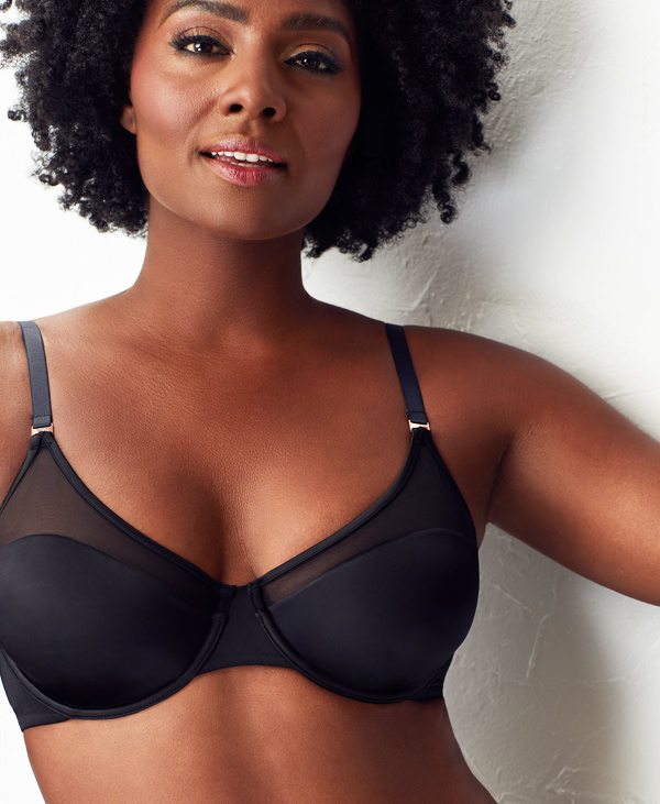 Le Mystere's Satin & Mesh Unlined Bra featured on Lingerie Briefs