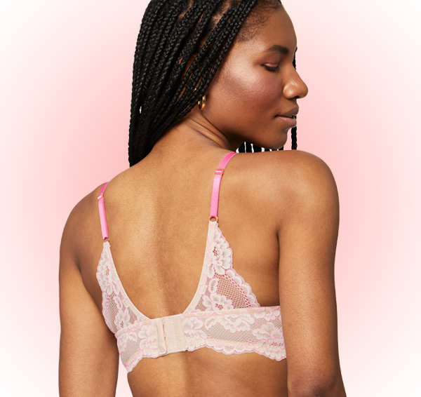 New Pillow Talk Cup size Bralette from Montelle in Champagne & Rosebloom featured on Lingerie Briefs