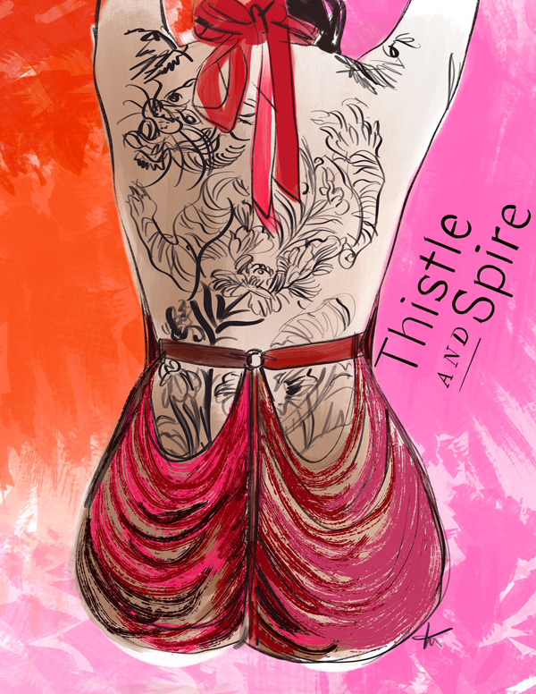 Thistle and Spire chemise illustrated by Tina Wilson featured on Lingerie Briefs
