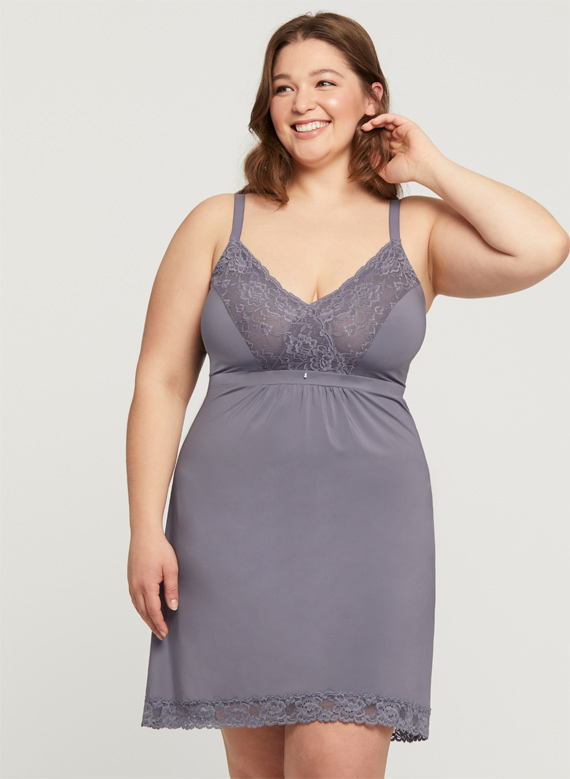 Montelle Bust Support Chemise in chrystal grey featured on Lingerie Briefs