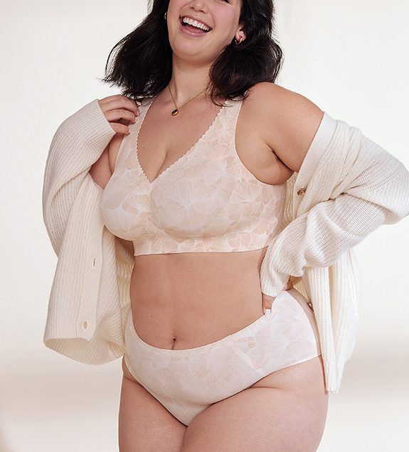 Celebrate Summer with Evelyn & Bobbie's New Champagne Ginkgo Print -  Lingerie Briefs ~ by Ellen Lewis